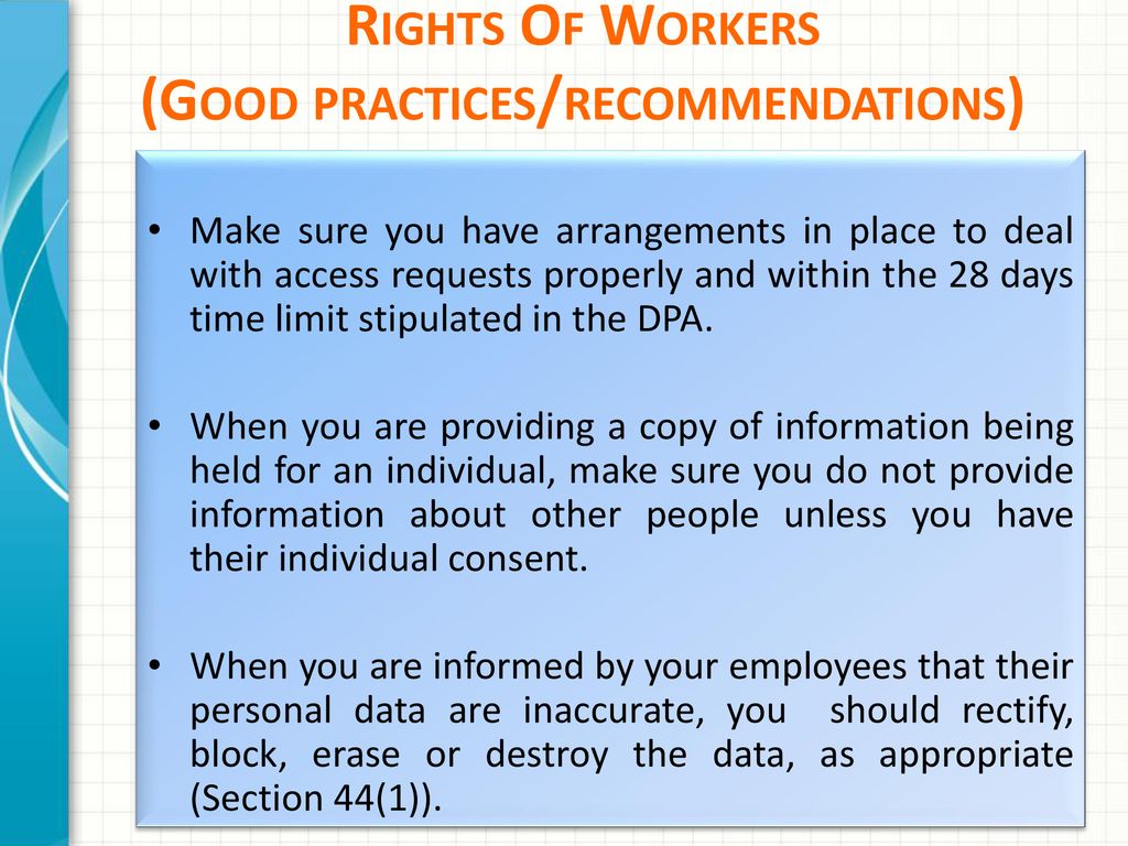 Rights Of Workers (Good practices/recommendations)