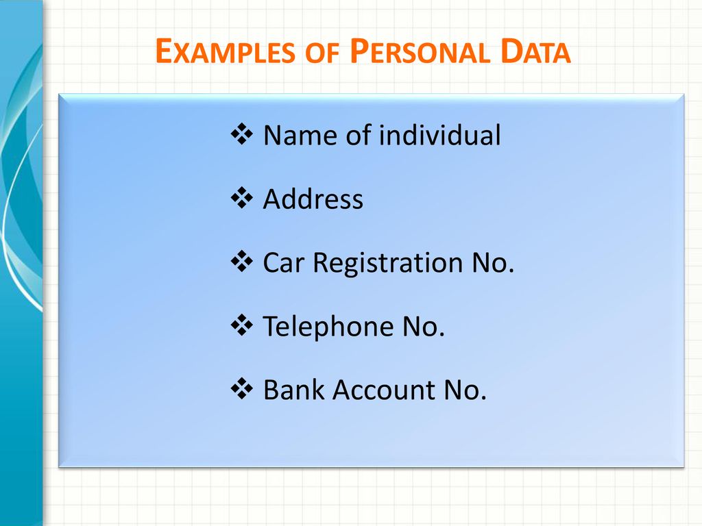 Examples of Personal Data