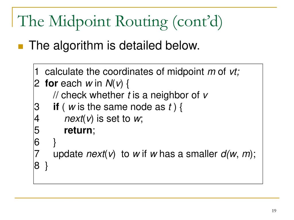 Midpoint Routing algorithms for Delaunay Triangulations - ppt download