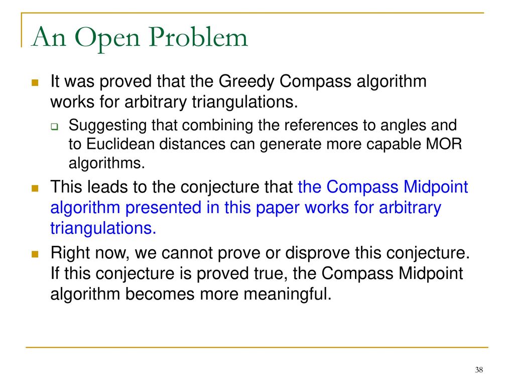Midpoint Routing algorithms for Delaunay Triangulations - ppt download