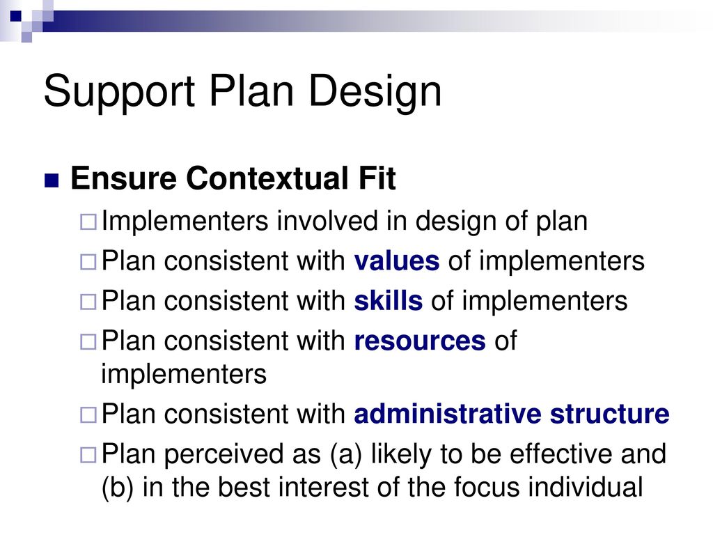 Support Plan Design Ensure Contextual Fit