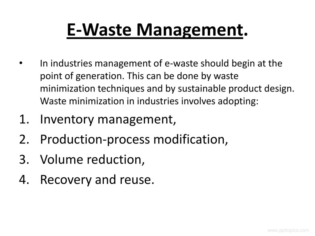 E-Waste Management. Inventory management,