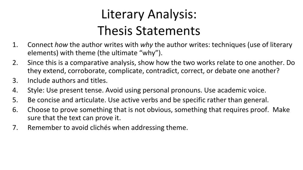 Literary Analysis: Thesis Statements