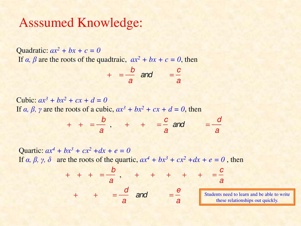 Polynomials The Relationship Between Roots And Coefficients Ppt Download