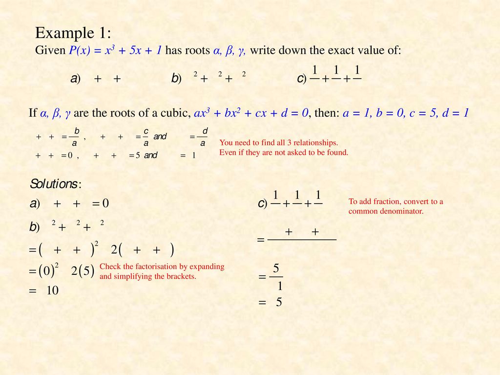 Polynomials The Relationship Between Roots And Coefficients Ppt Download