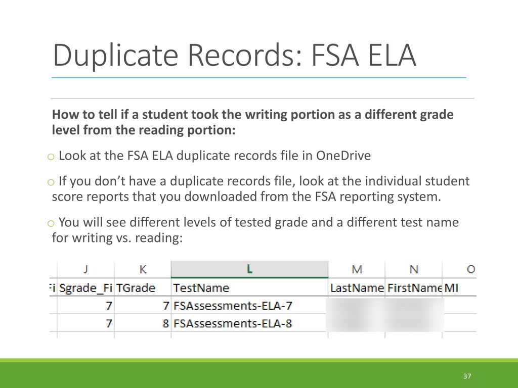 Duplicate Records: FSA ELA