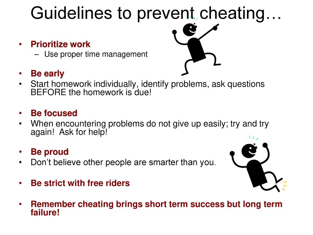 Guidelines to prevent cheating…