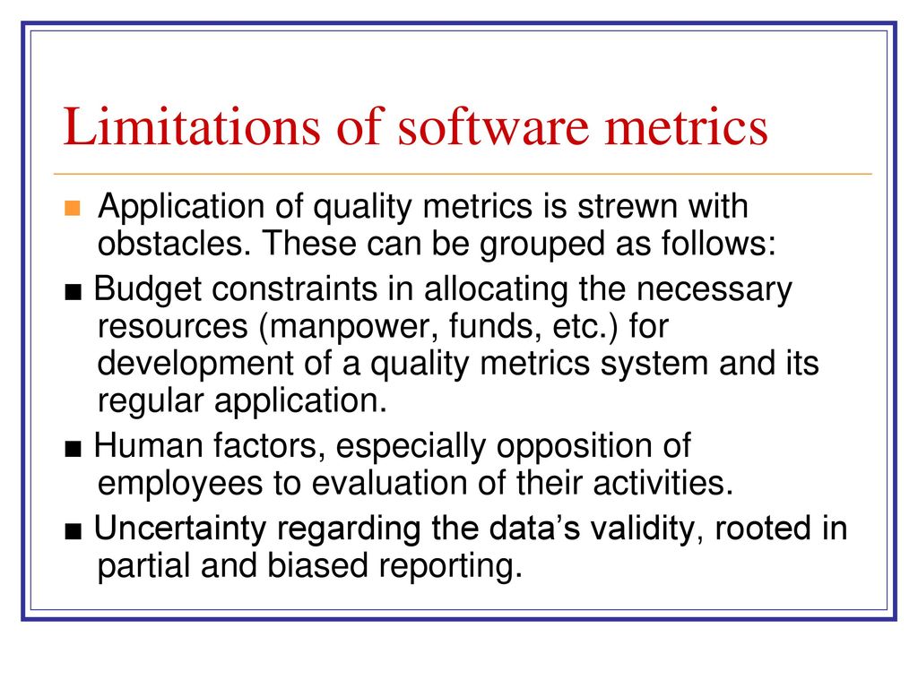Limitations of software metrics