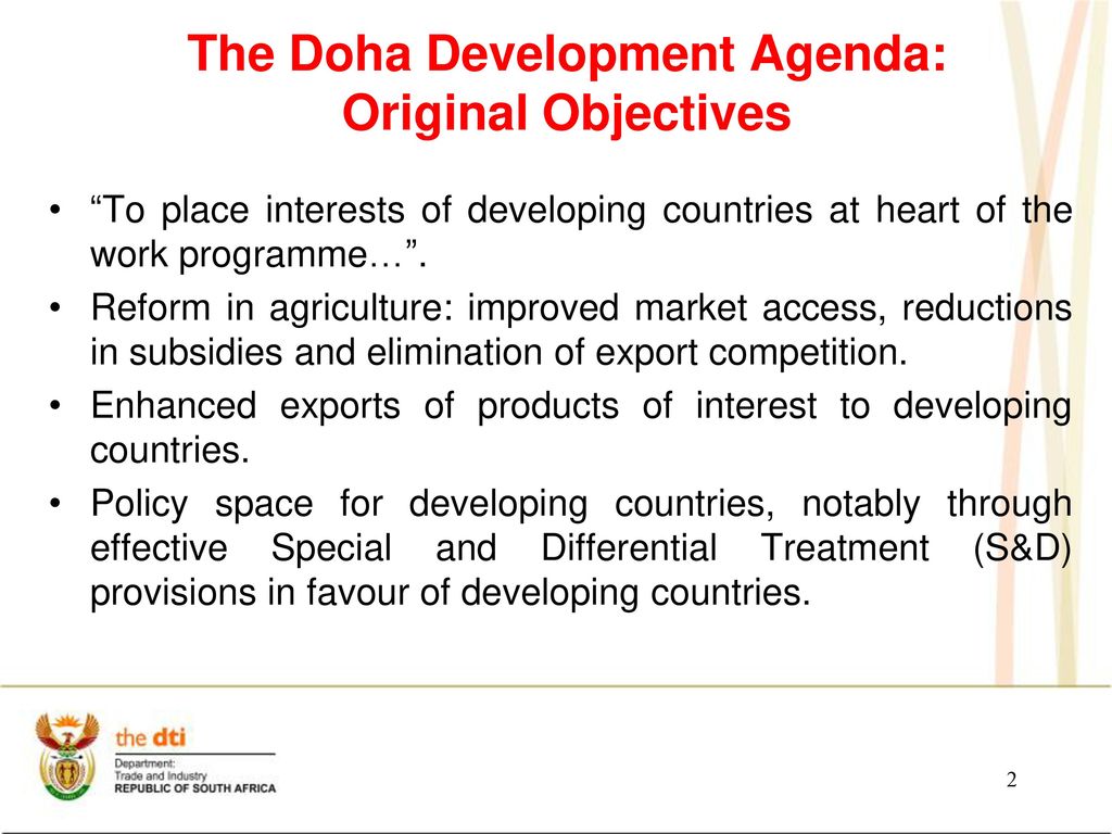 The Doha Development Agenda: Original Objectives