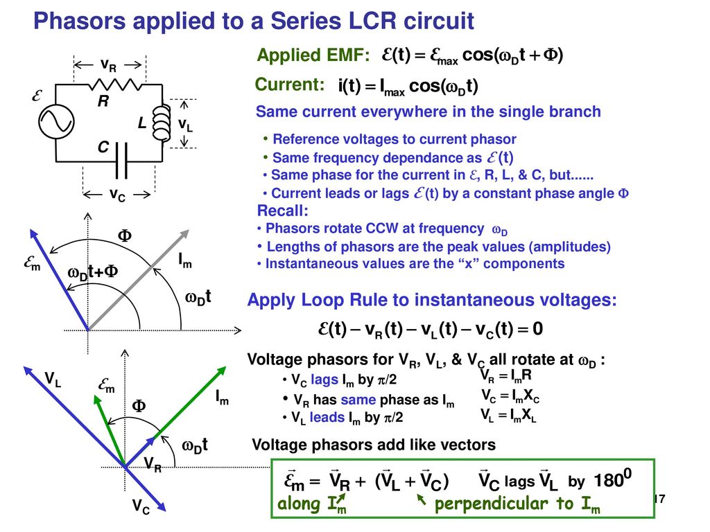 Physics Electricity And Magnetism Lecture 14 Ac Circuits Resonance Y F Chapter 31 Sec Phasor Diagrams For Voltage And Current The Series Ppt Download