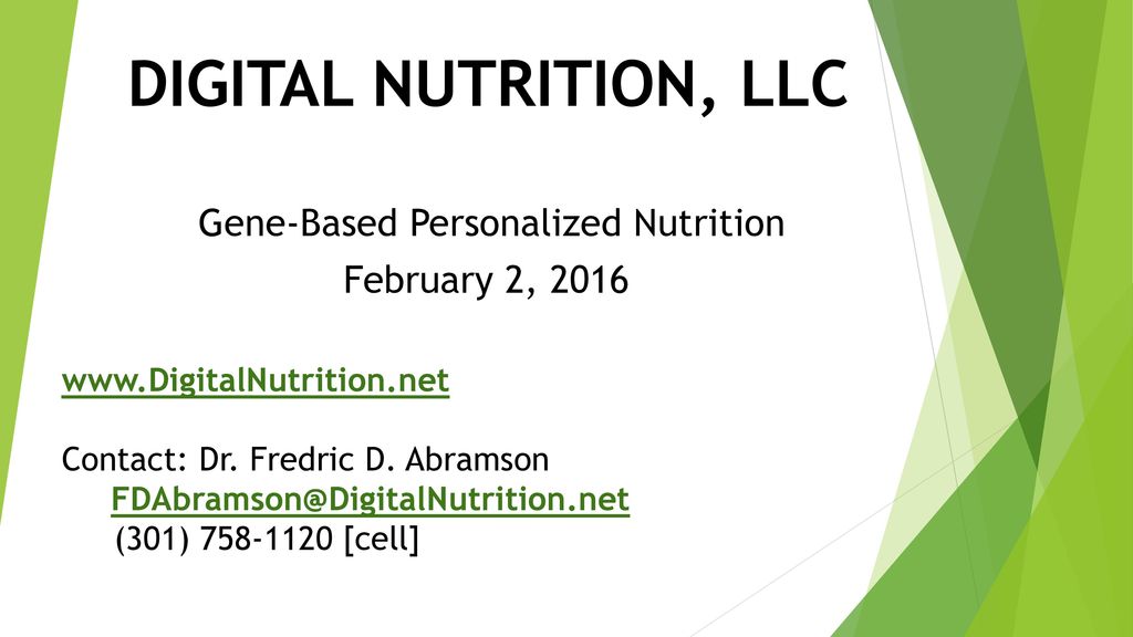 Gene-Based Personalized Nutrition February 2, 2016