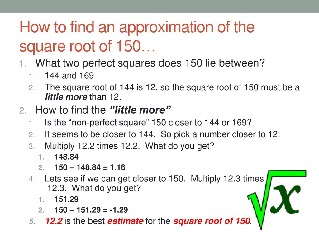 How To Find The Square Root Of A Non Perfect Square Ppt Download