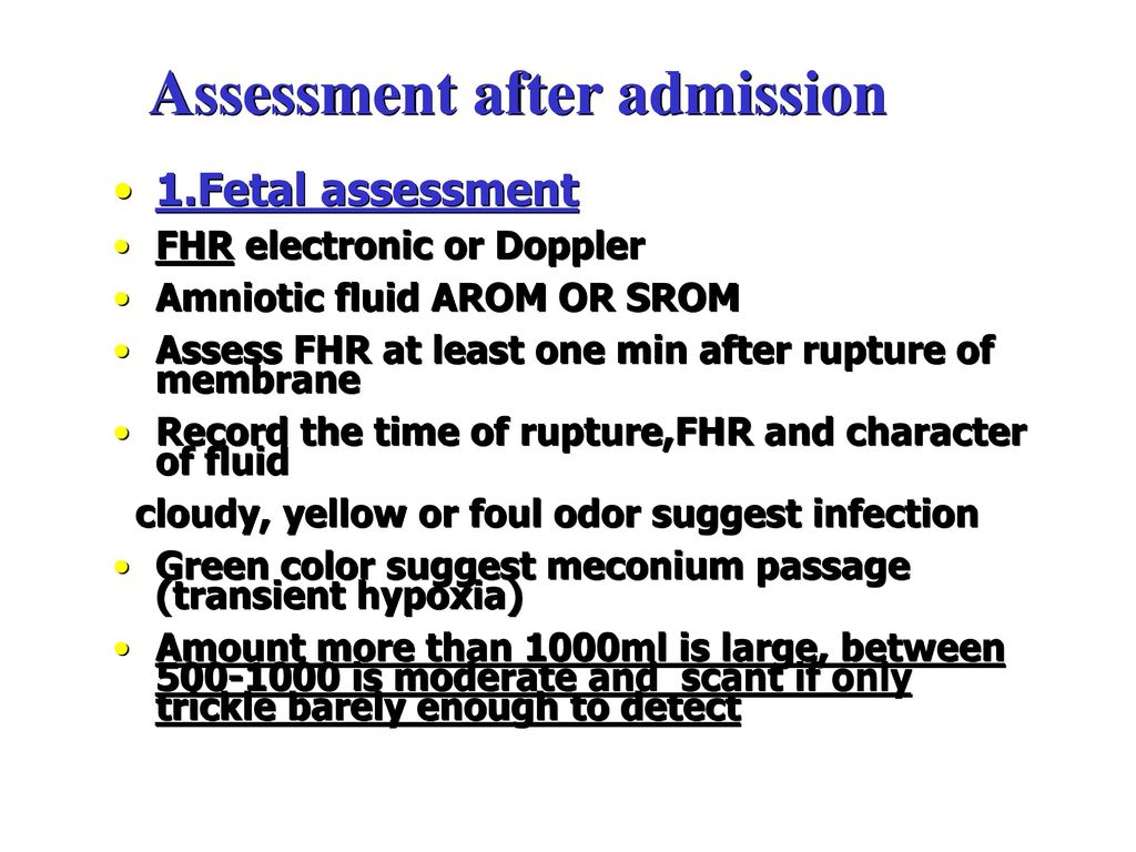 Assessment after admission