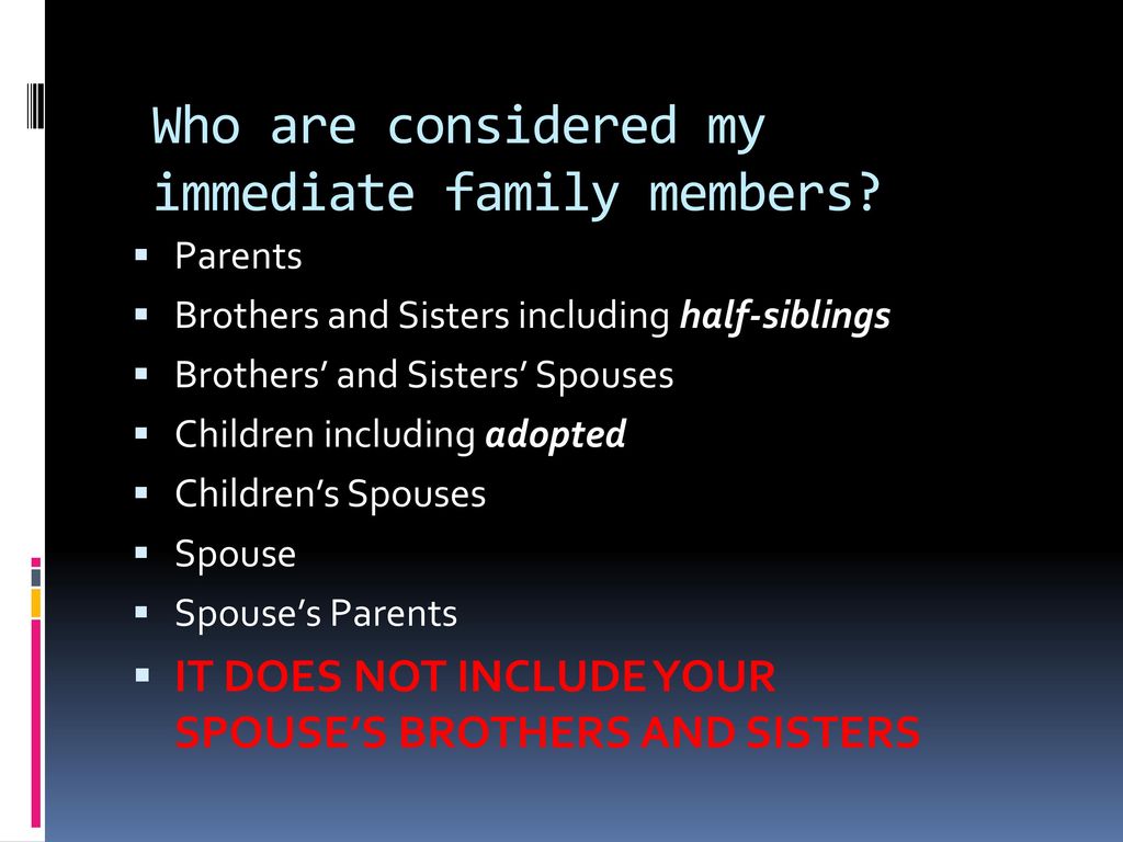 Considered immediate is family your who Definition