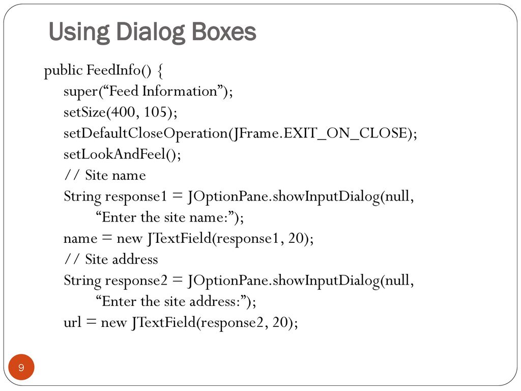 Building a Swing Interface - ppt download
