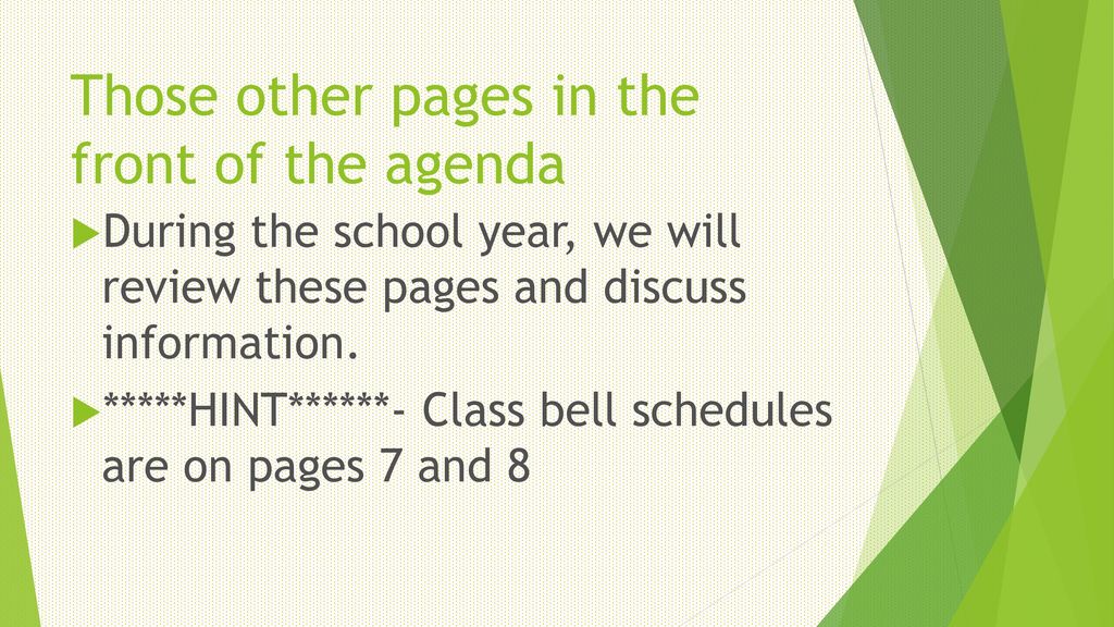 Those other pages in the front of the agenda