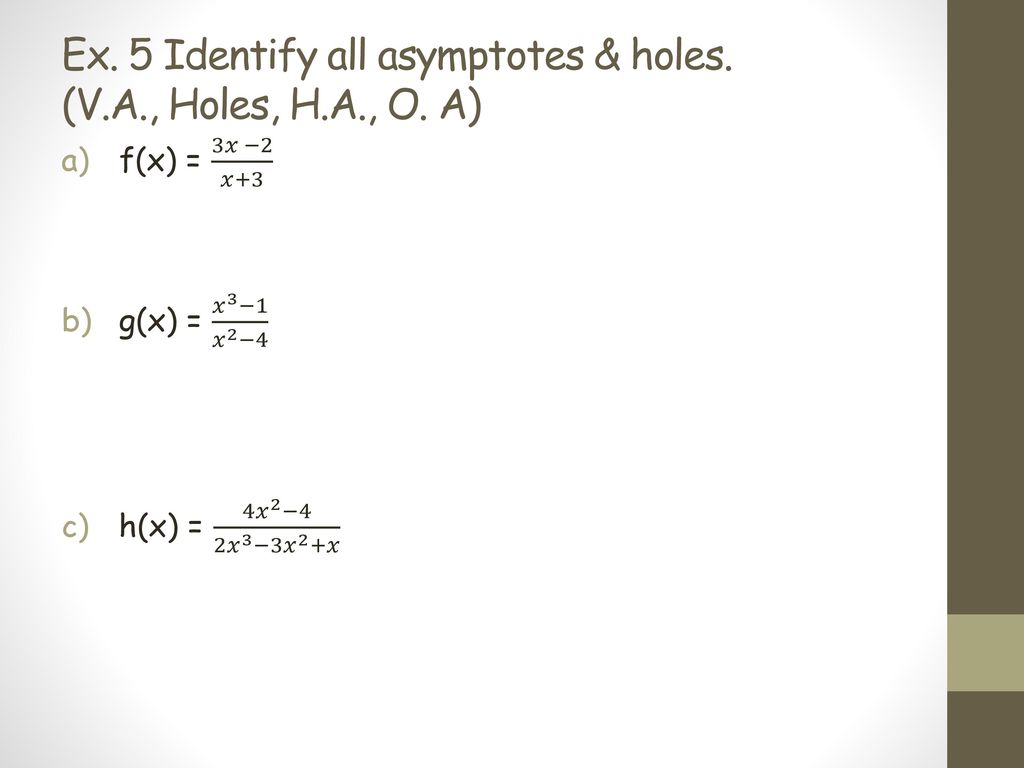 4 4 Rational Functions A Rational Function Is A Function Whose Rule Is The Quotient Of Two Polynomials I E F X Ppt Download
