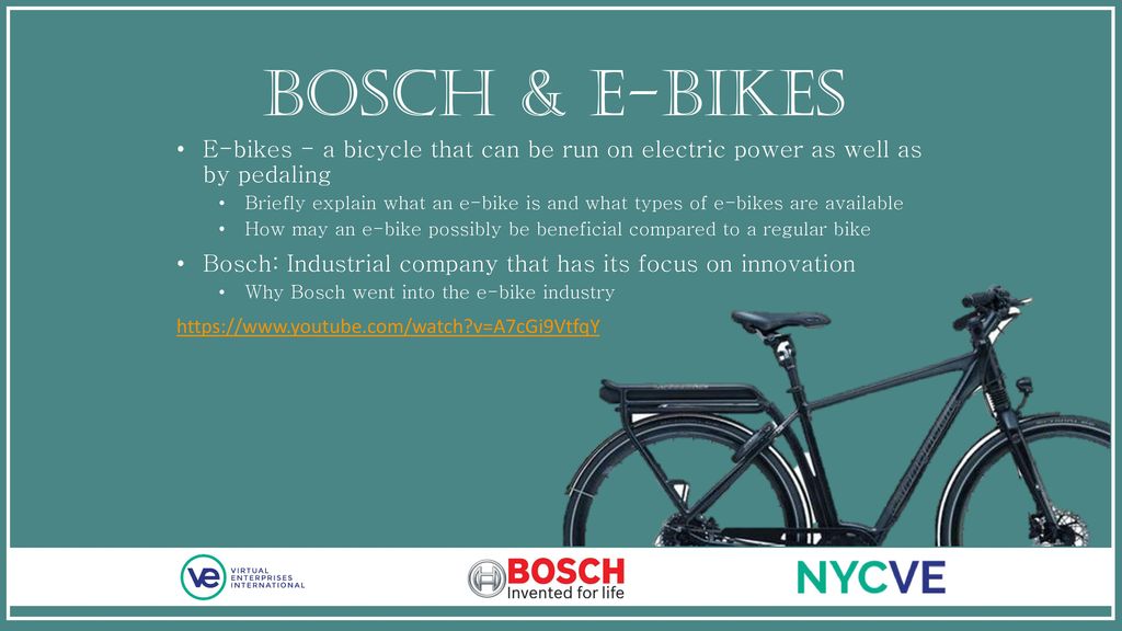 Bosch & e-bikes E-bikes - a bicycle that can be run on electric power as well as by pedaling.