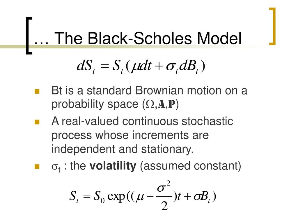 The Black-Scholes Model For Option Pricing - Ppt Download