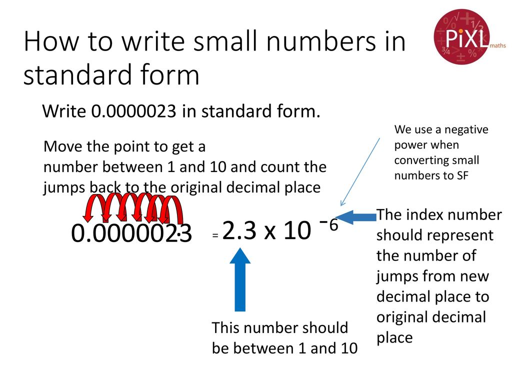 Understand and use standard form for very large and very small
