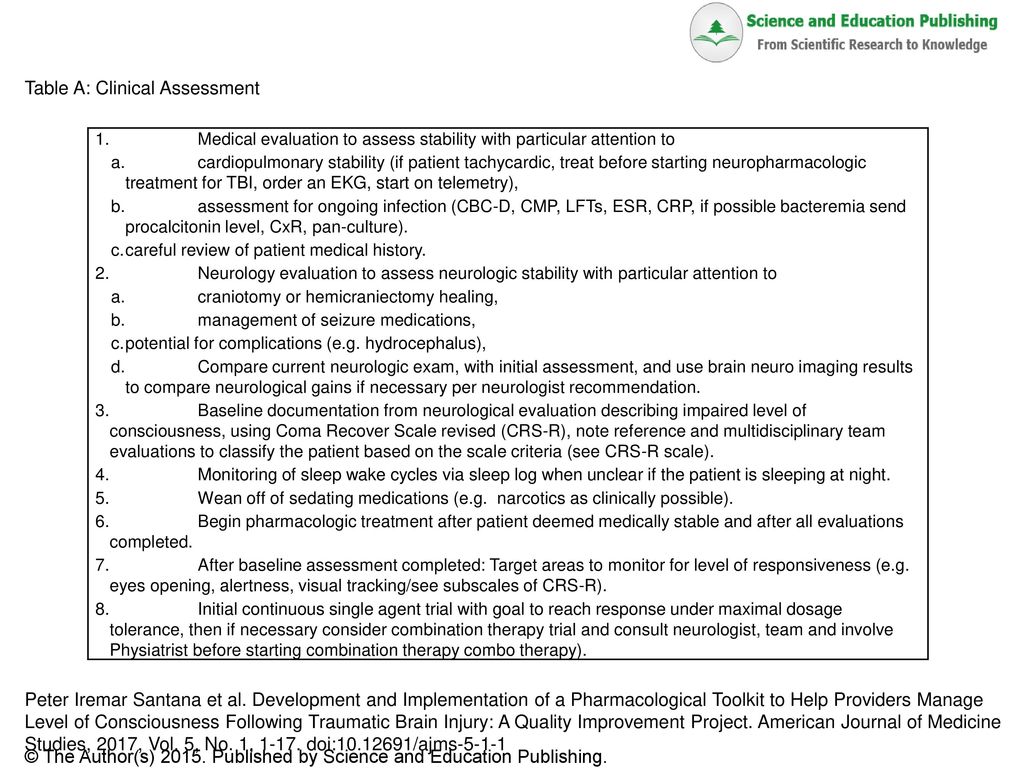 Table A: Clinical Assessment - Ppt Download