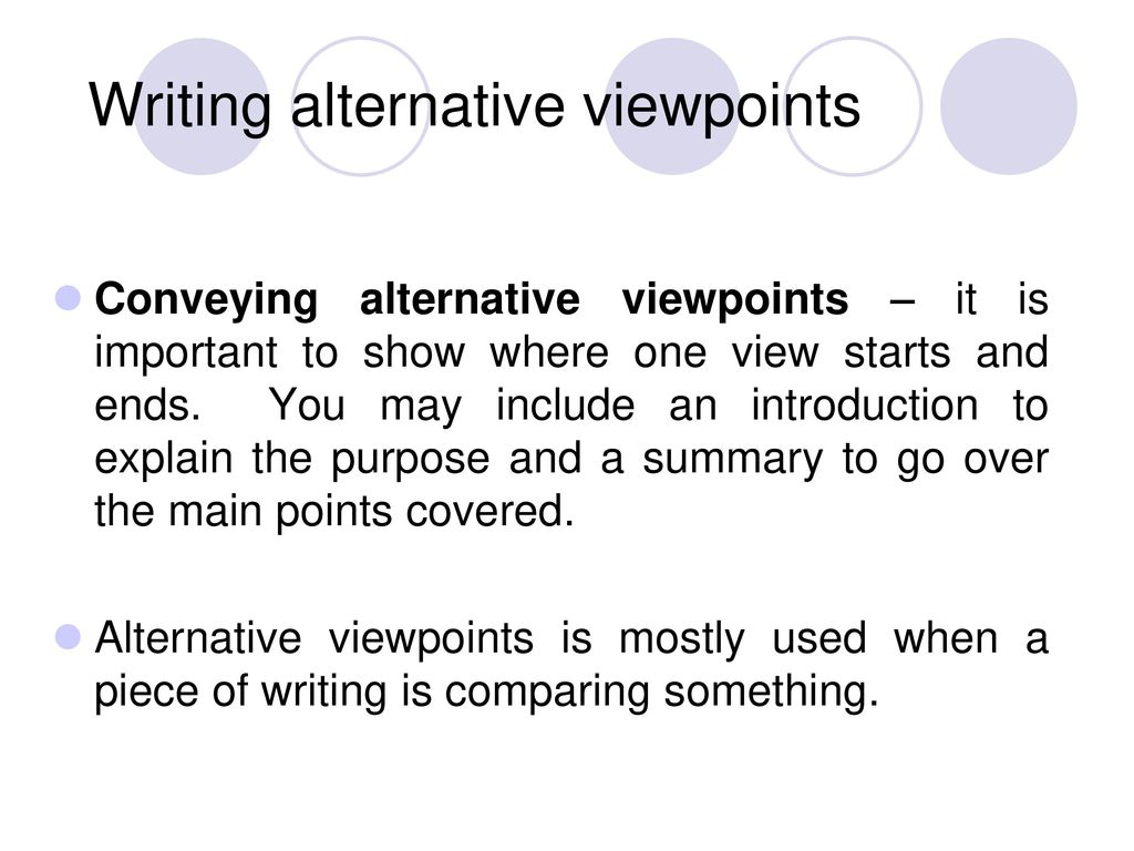 Writing alternative viewpoints