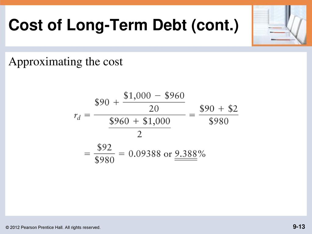 Cost of Long-Term Debt (cont.)