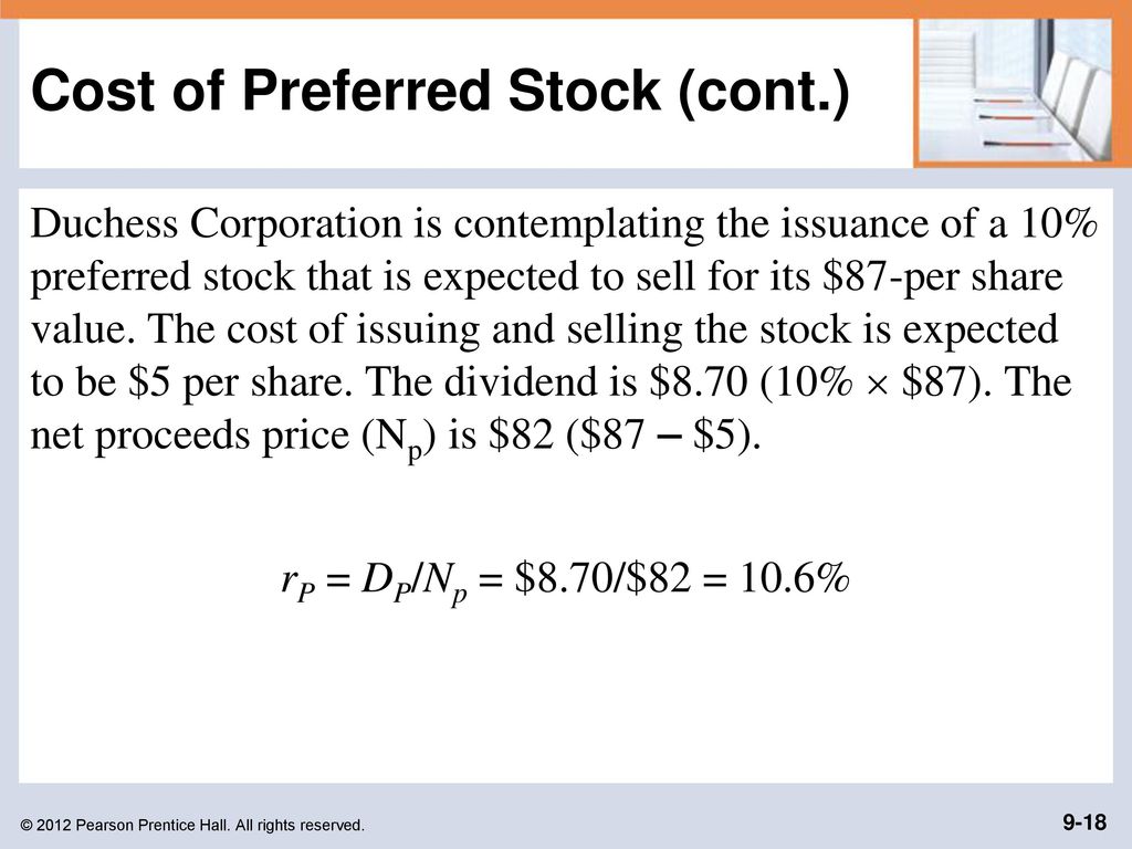 Cost of Preferred Stock (cont.)