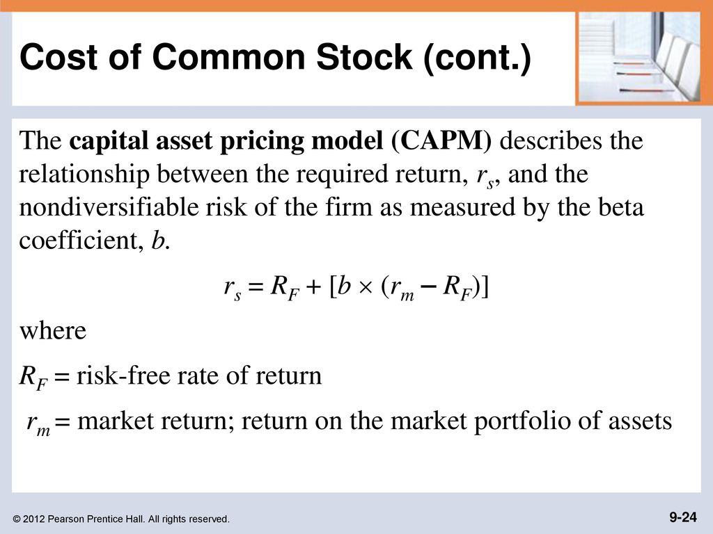 Cost of Common Stock (cont.)