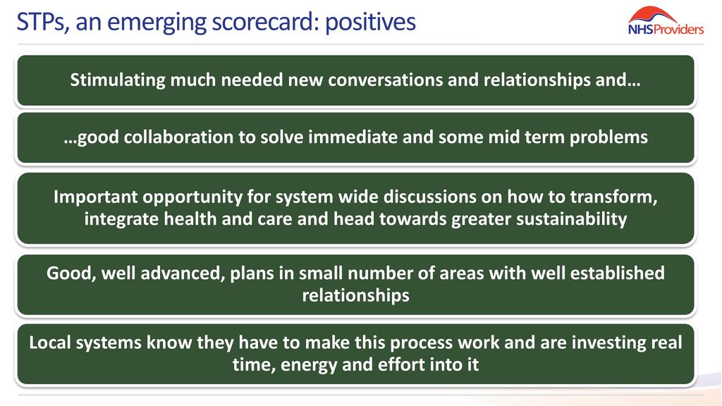 STPs, an emerging scorecard: positives