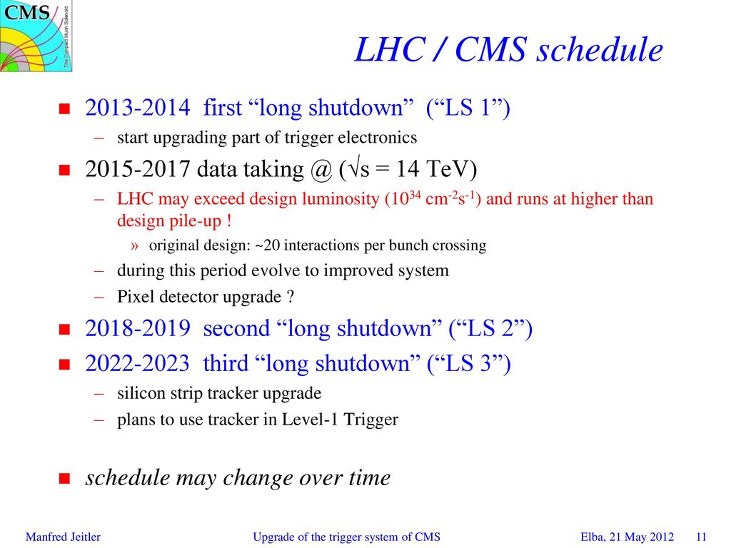 LHC / CMS schedule first long shutdown ( LS 1 )