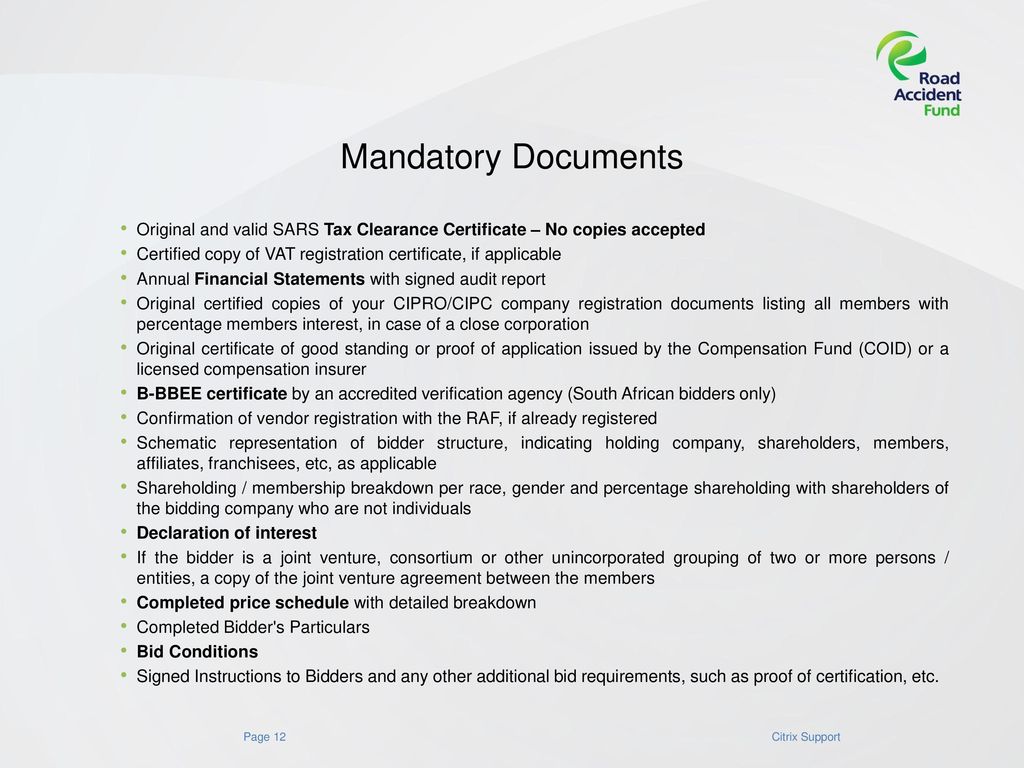 ROAD ACCIDENT FUND COMPULSORY BRIEFING SESSION ICT SECURITY SERVICES