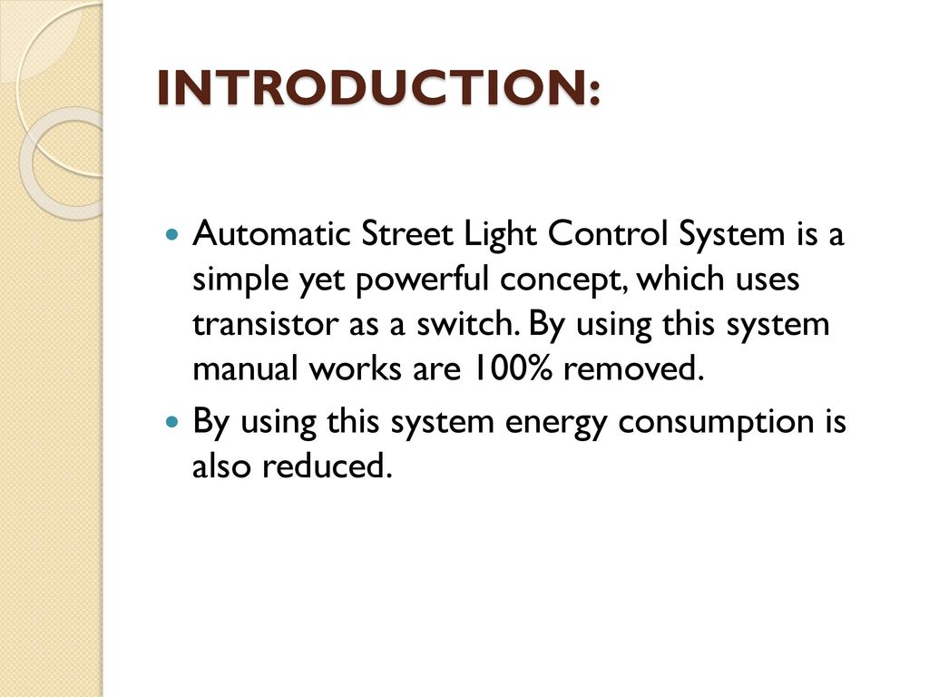 Ppt on automatic street light deals