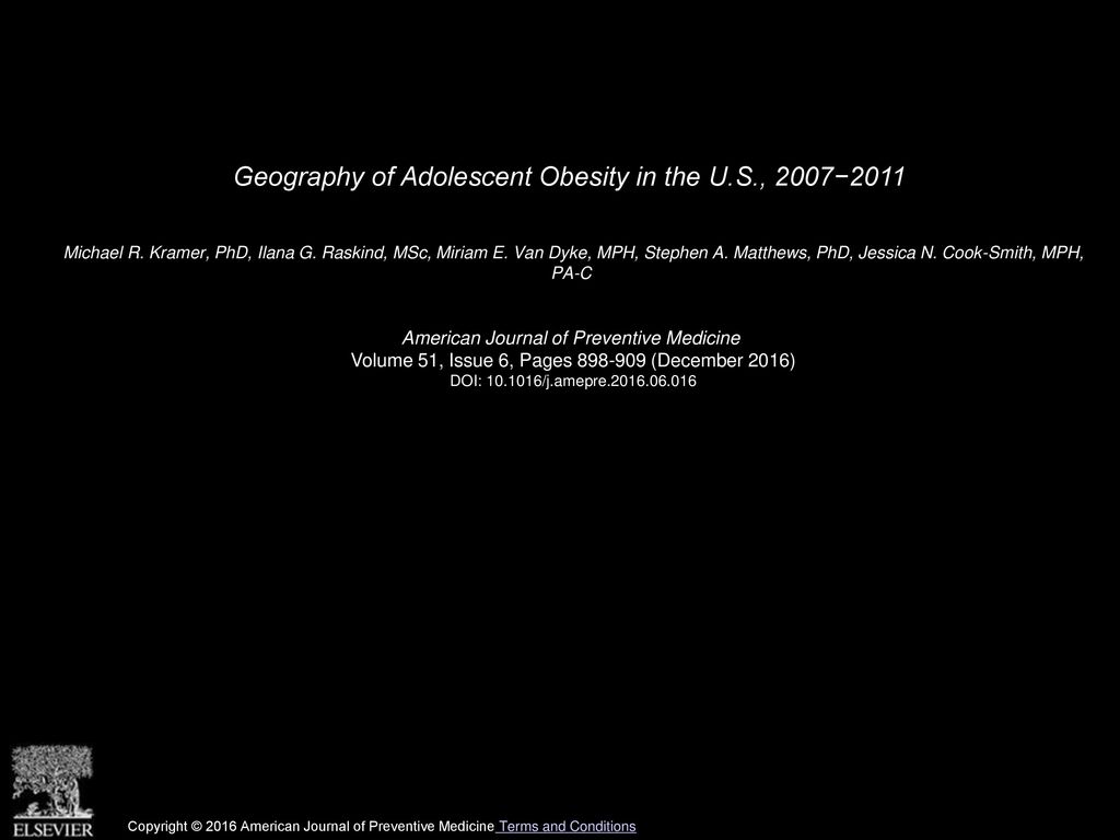 Geography of Adolescent Obesity in the U.S., 2007−2011