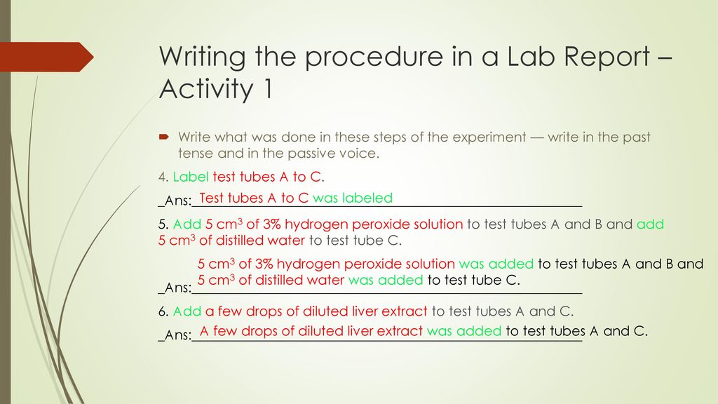 Writing The Procedure In A Lab Report Ppt Download writing-the-procedure-in-a-lab-report-ppt-download