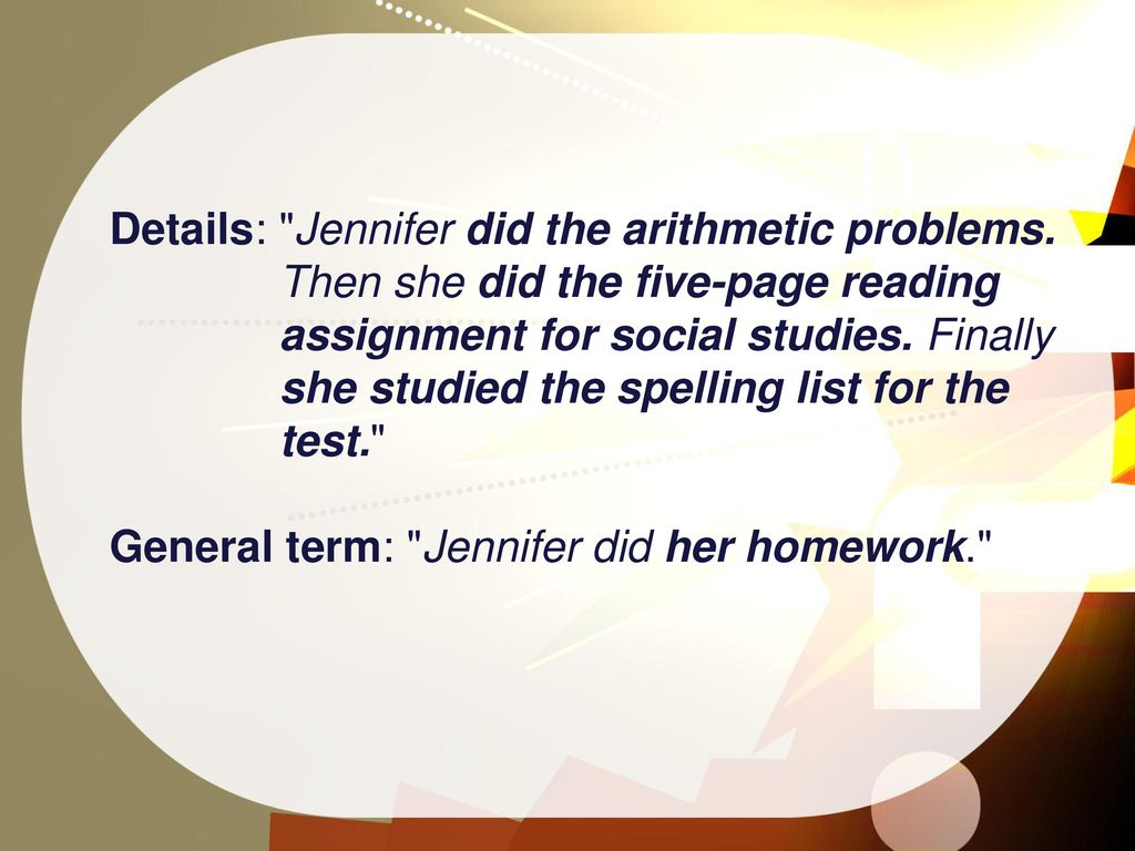 Details: Jennifer did the arithmetic problems