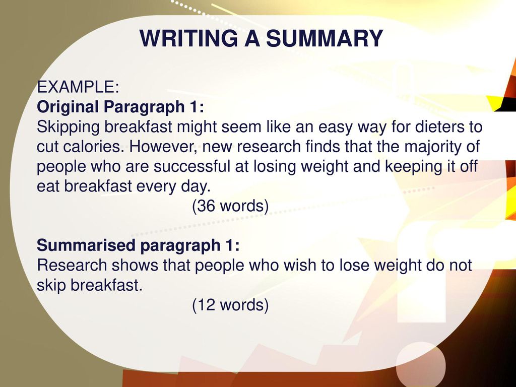 SUMMARY WRITING. - ppt download