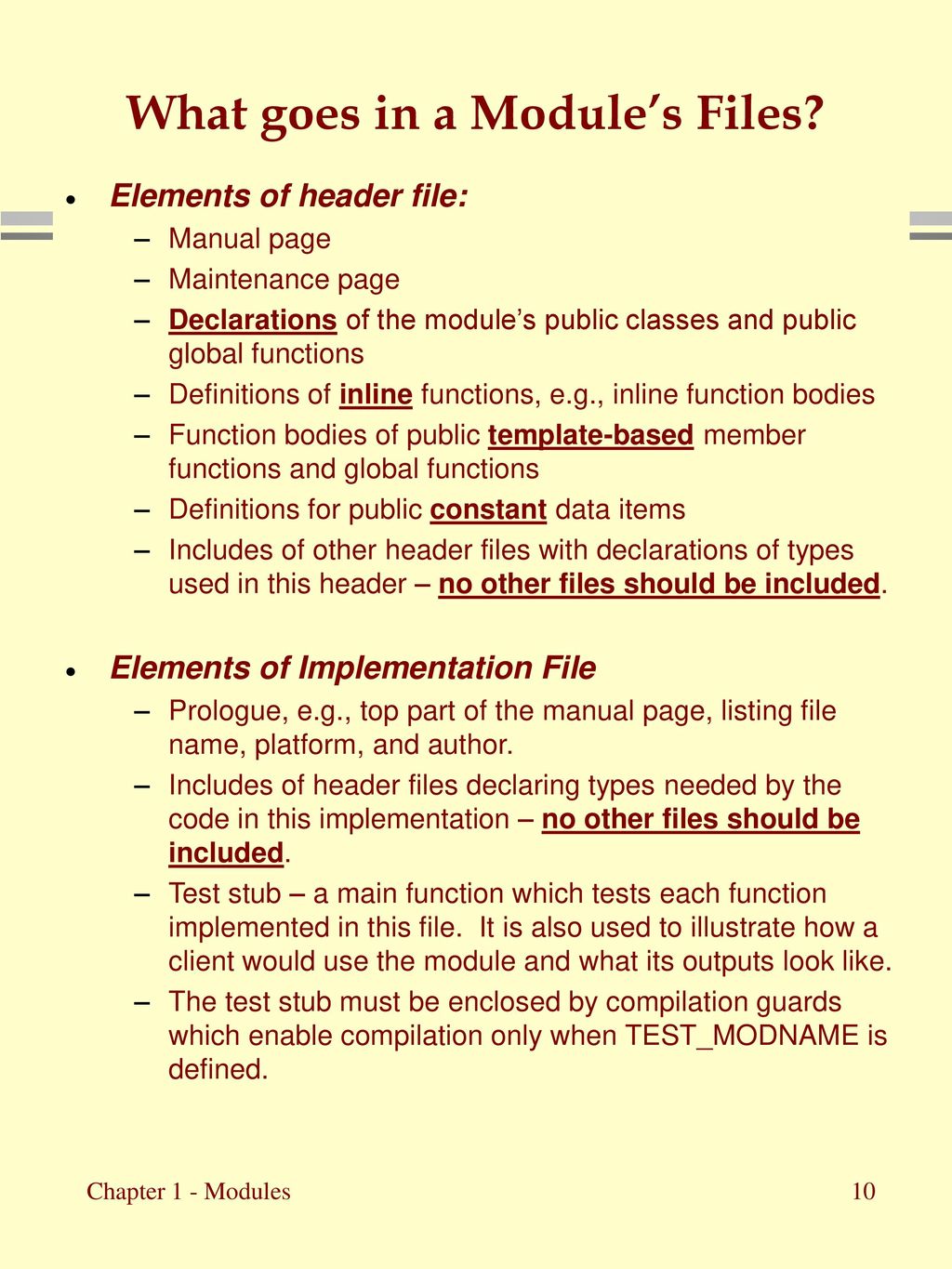 What goes in a Module’s Files