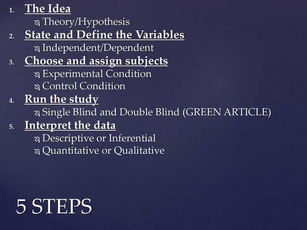 5 STEPS The Idea State and Define the Variables