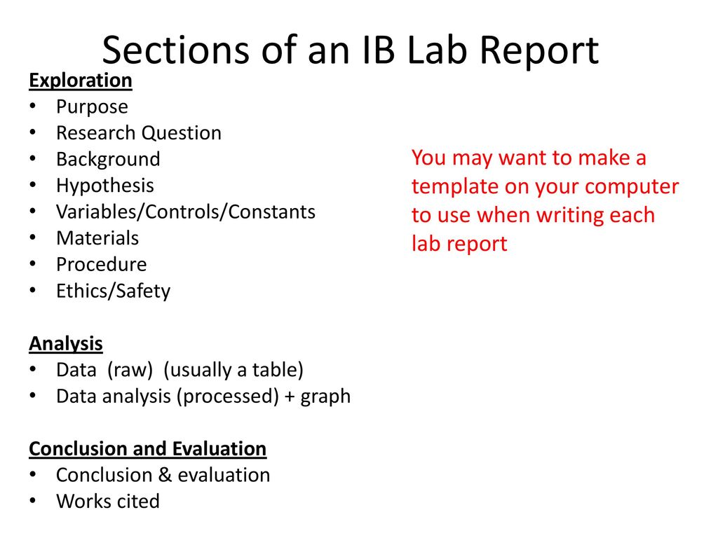 IB Biology Lab Report Guidelines - ppt download Inside Ib Lab Report Template