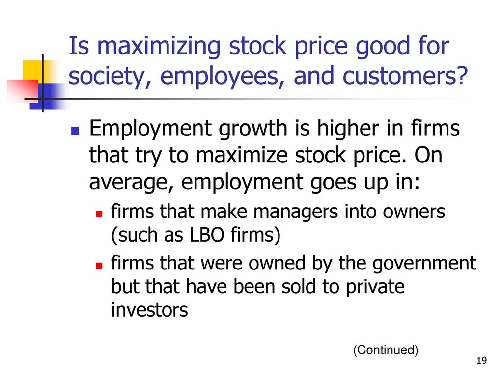Is maximizing stock price good for society, employees, and customers
