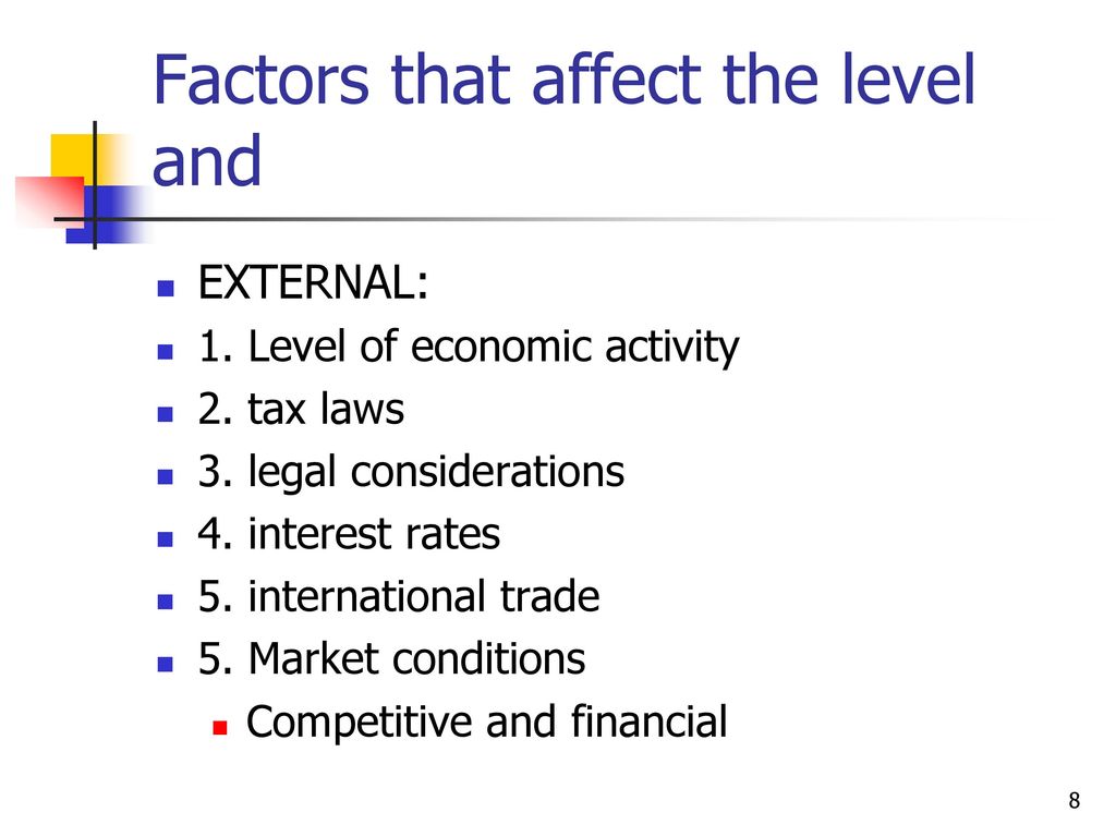 Factors that affect the level and