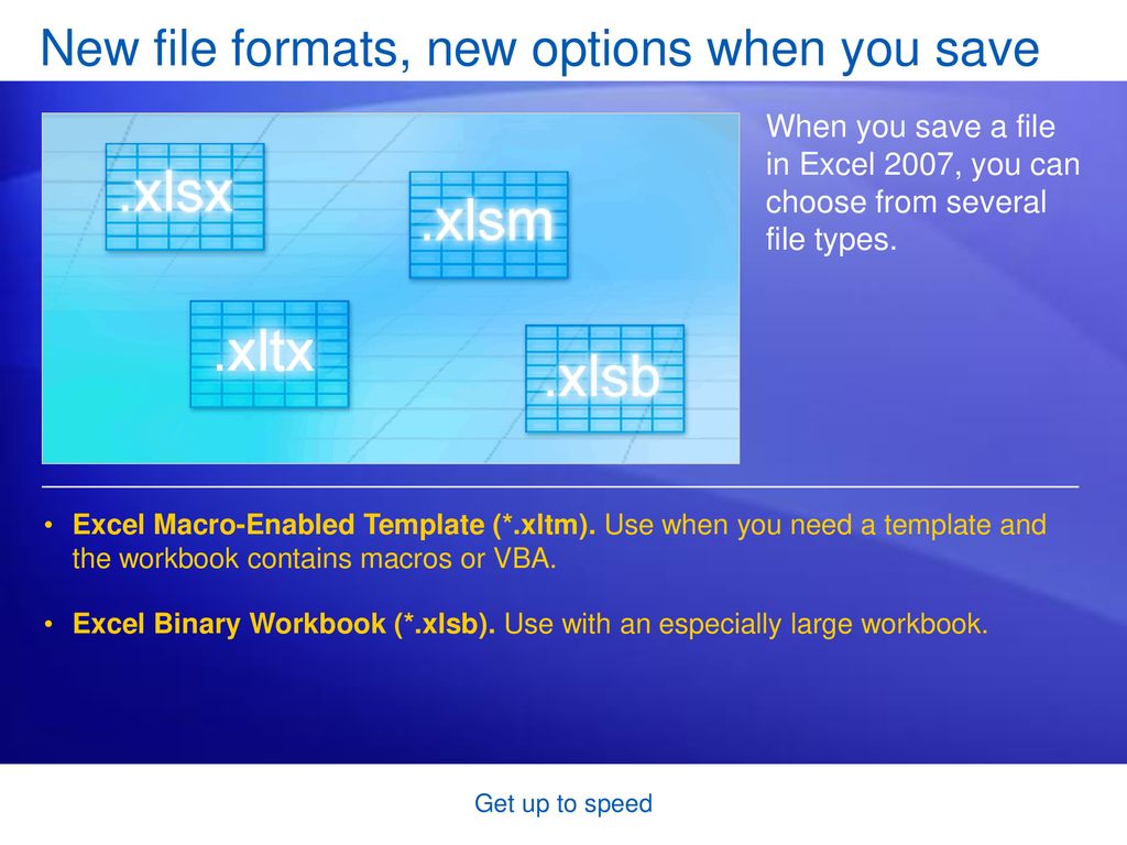 New file formats, new options when you save
