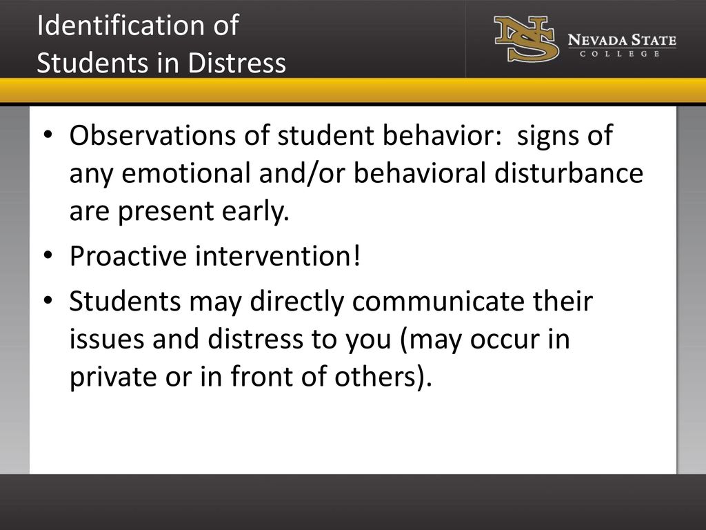 Identification of Students in Distress