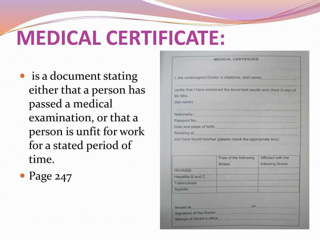 Medical Certificates Employers Forms Drug