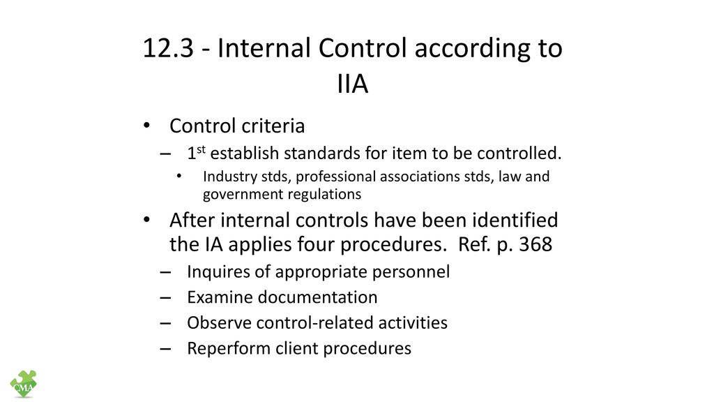 Part 1 Study Unit 12 Internal Controls – Risk and Procedures for ...