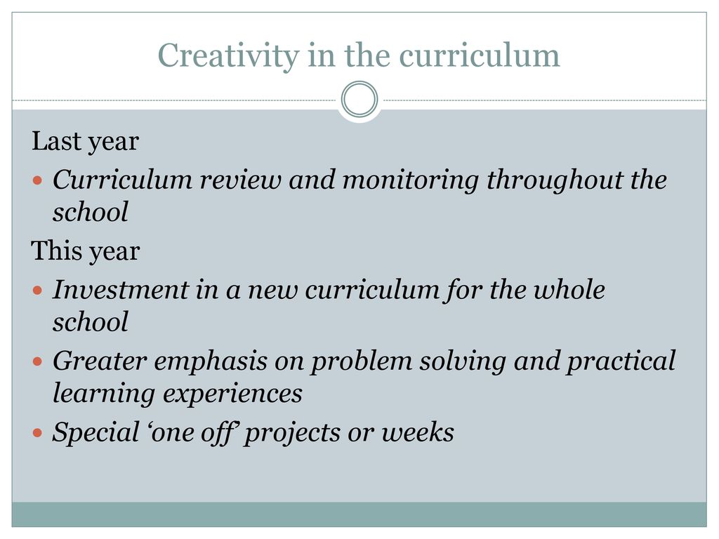Creativity in the curriculum