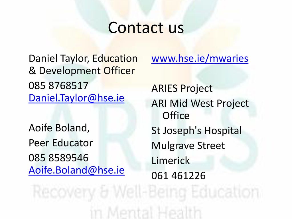 Contact us Daniel Taylor, Education & Development Officer