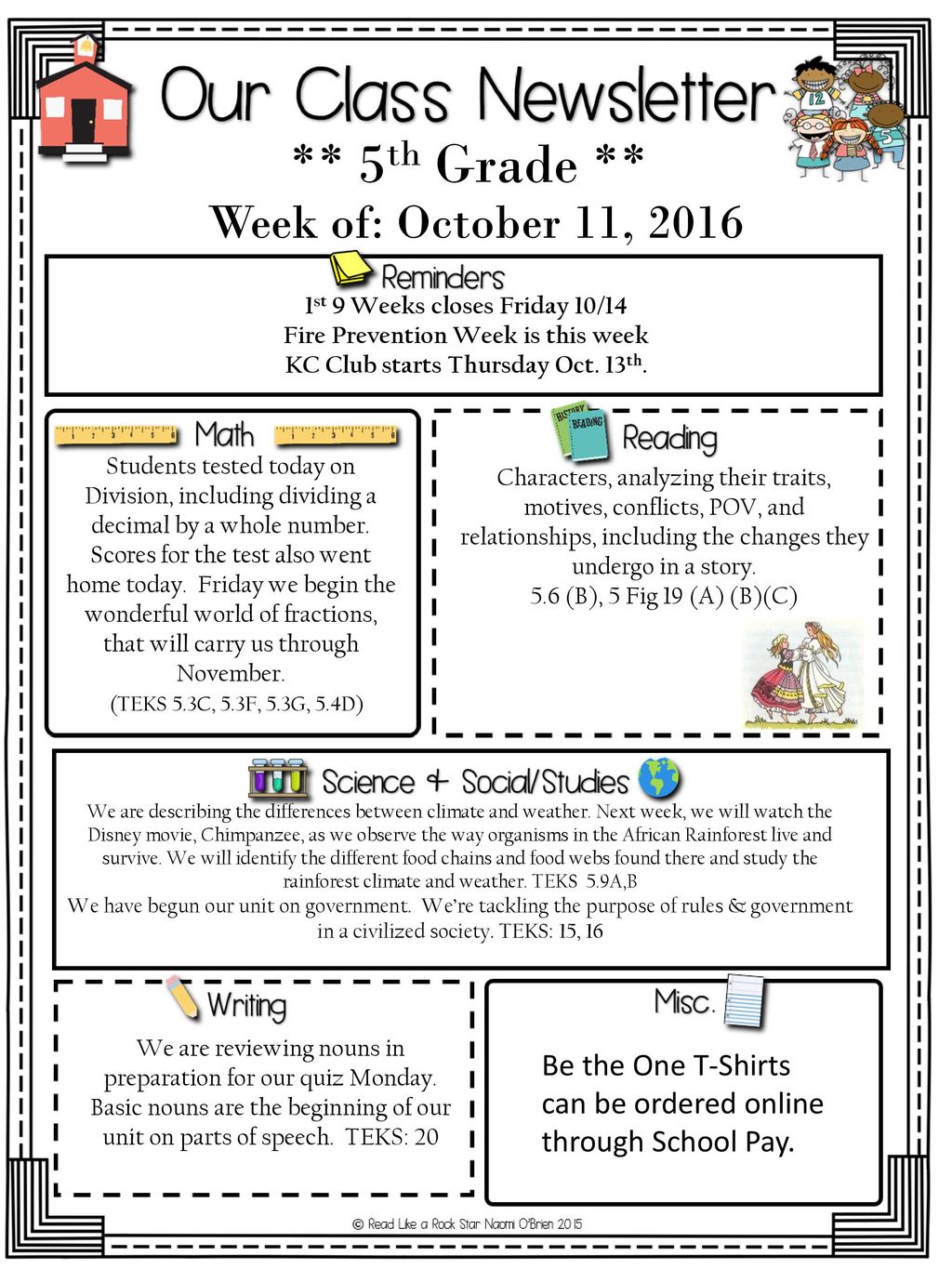 ** 5th Grade ** Week of: October 11, ppt download