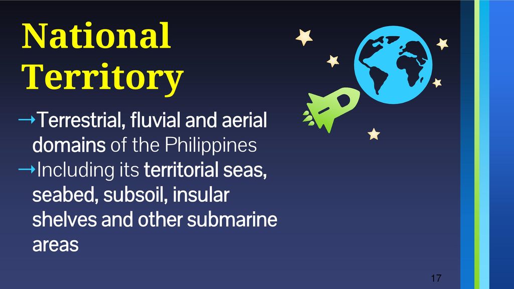 National Territory Terrestrial, fluvial and aerial domains of the Philippines.
